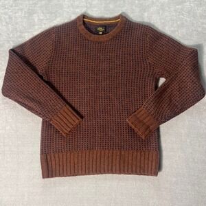 LL Bean Signature Womens XS Wool Birdseye Crewneck Sweater Brown Navy 526480